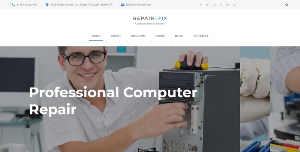 шаблон сайта компании по ремонту компьютеров html5