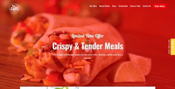 кафе шаблон одной целевой страницы