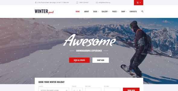 многостраничный магазин зимнего спортивного инвентаря html шаблон сайта