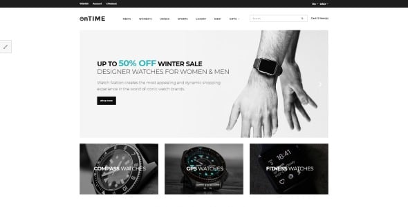 элегантные часы и аксессуары магазин opencart шаблон