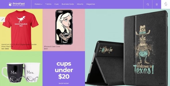 простой шаблон opencart служб печати