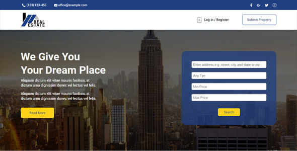 Адаптивный Unbounce шаблон на тему агентство недвижимости