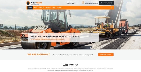 дорожное строительство wordpress тема