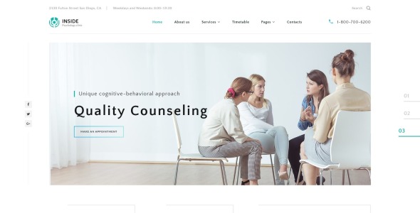 многостраничный html5 шаблон сайта психологической клиники