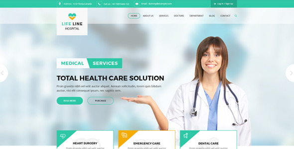 Линия жизни больница и здоровье шаблон веб-сайта