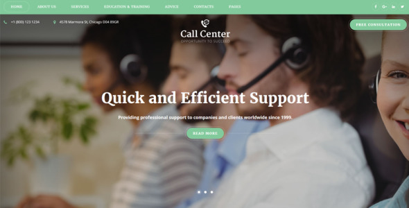 адаптивный колл-центр многостраничный html шаблон сайта
