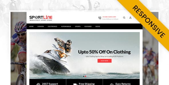 шаблон спортивного магазина opencart