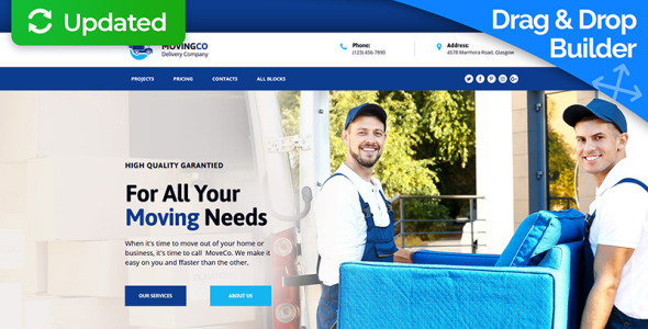 шаблон целевой страницы packing and moving company motocms 3 landing page template