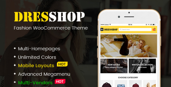 одежда, модный магазин (включая мобильный макет) тема woocommerce