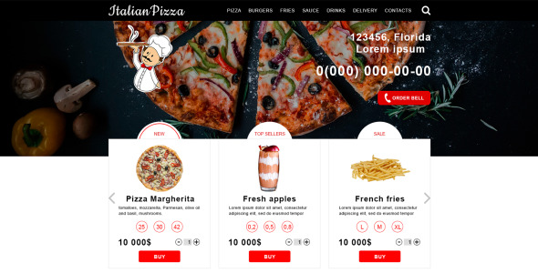 PSD шаблон на тему пиццерия
