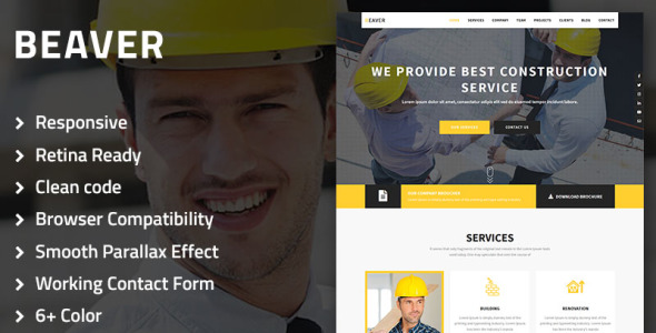 строительство, архитектура и строительство многоцелевой шаблон целевой страницы
