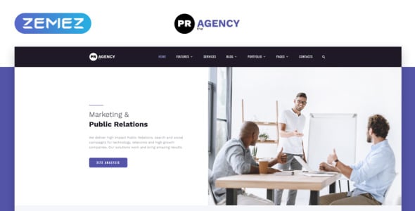 многостраничный шаблон сайта агентства по связям с общественностью