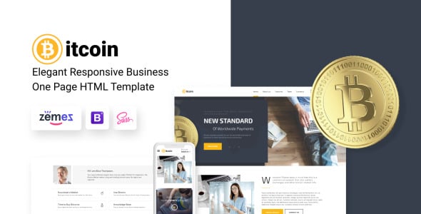 элегантный шаблон целевой страницы Bitcoin html landing page