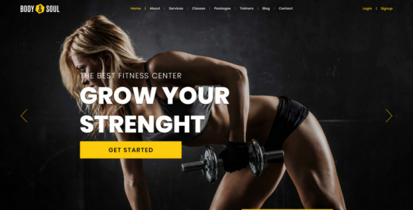 PSD шаблон на тему фитнес