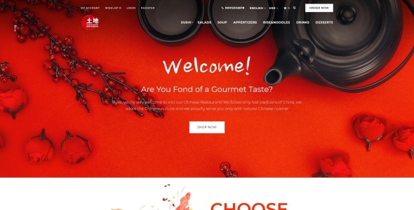 яркий шаблон opencart ресторана суши-фуд