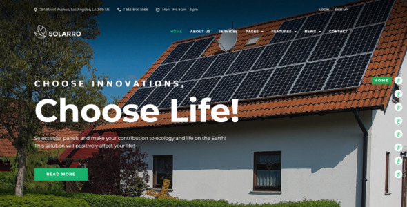 солнечная энергетическая компания wordpress elementor theme