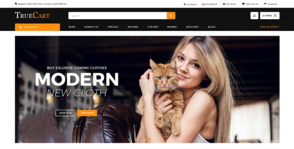 универсальный шаблон opencart truecart