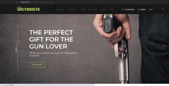 оружейный магазин prestashop тема