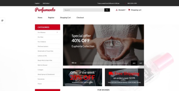 магазин духов opencart шаблон