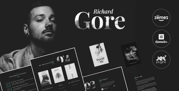 стильный шаблон портфолио писатель с elementor builder wordpress тема