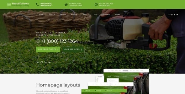 шаблон сайта для перемещения газонов и садоводства