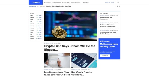 криптовалютный блог wordpress elementor theme