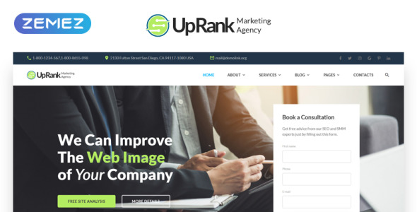 стильный шаблон многостраничного сайта маркетингового агентства