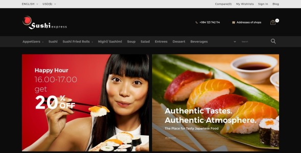 ресторан магазин prestashop тема