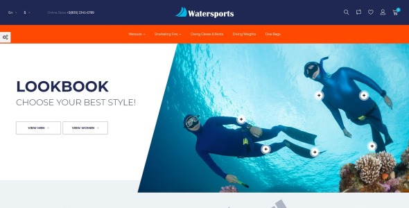 дайвинг магазин prestashop тема