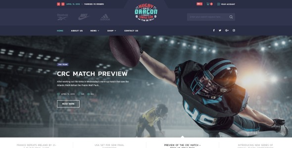 регби многостраничный html5 шаблон сайта