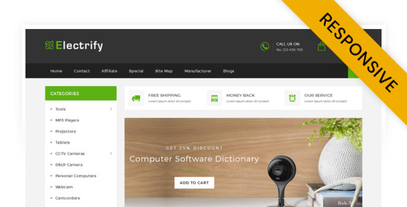 электрифицировать цифровой магазин шаблон opencart