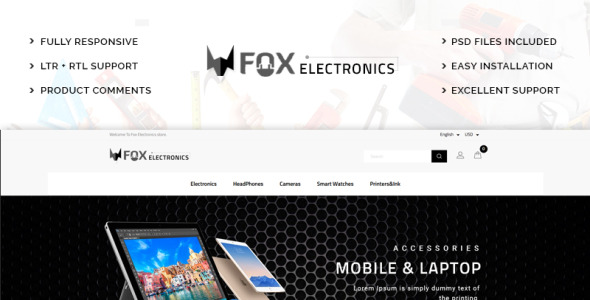 тема fox electronic prestashop