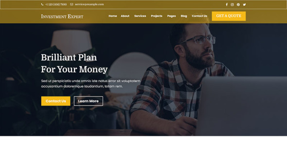 Адаптивный PSD шаблон на тему инвестиционная компания