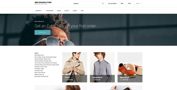 солидный интернет-магазин мужской одежды opencart template