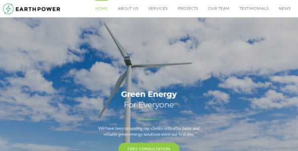 шаблон целевой страницы green energy html5