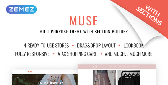muse jewellery fashion отзывчивая тема shopify