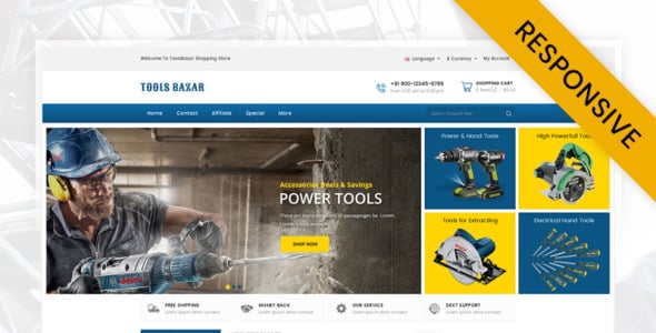 handtools store шаблон opencart