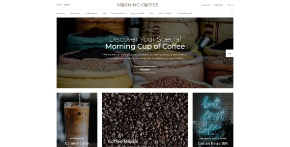 мощный онлайн кофейня шаблон opencart