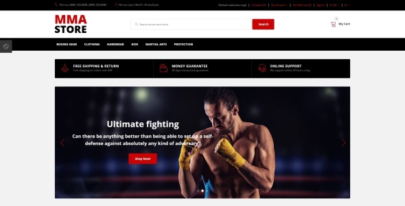 brutal mma sports gear интернет магазин opencart шаблон