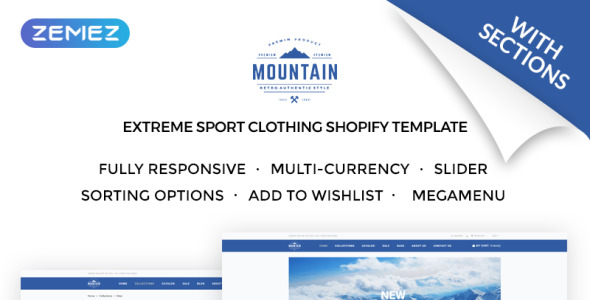 магазин экстремальной спортивной одежды shopify тема