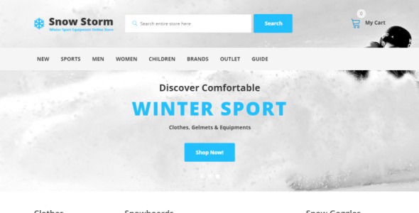 шаблон opencart магазина зимнего спортивного инвентаря