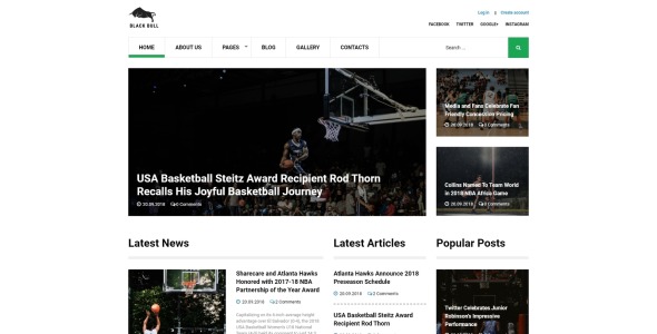 лаконичный шаблон спортивных новостей joomla