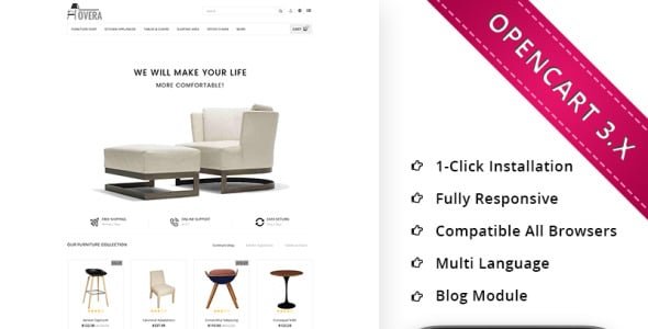hovera мебель отзывчивый магазин шаблон opencart