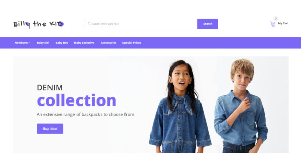 простой детский модный интернет-магазин шаблон opencart