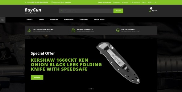 шаблон opencart магазина оружия