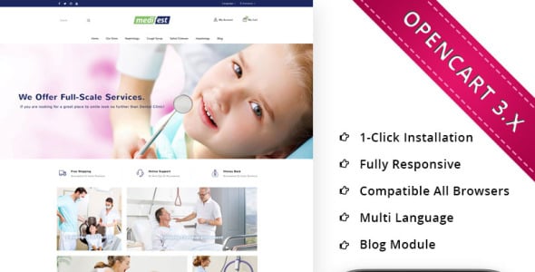 медицинский магазин отзывчивый шаблон opencart