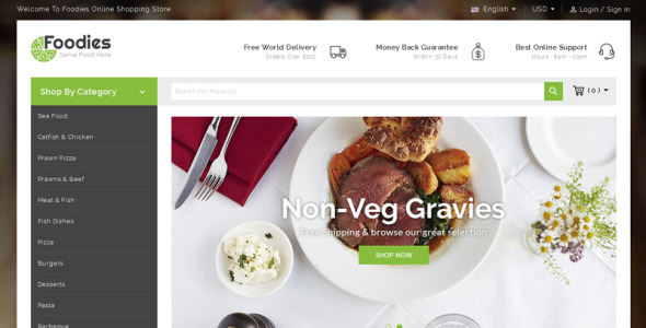 ресторан магазин prestashop тема