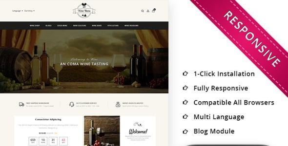 адаптивный шаблон opencart для винного магазина