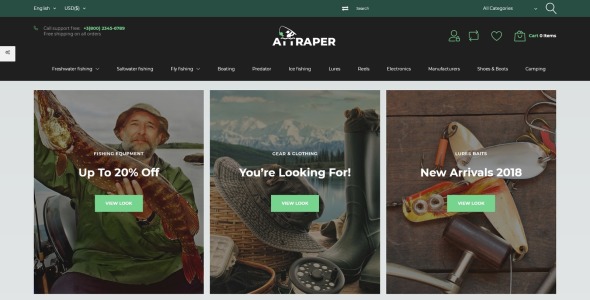 рыбалка электронная коммерция bootstrap шаблон prestashop тема