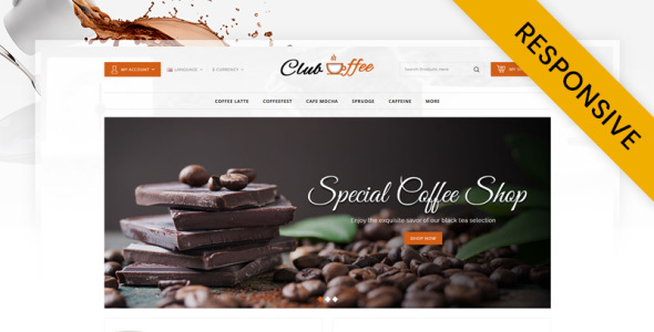 клубная кофейня шаблон opencart